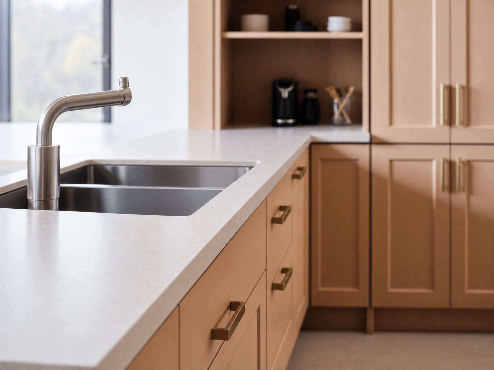 Warm minimalisme in maatwerk: een keukenwand die rust en ritme brengt. — beeld 6